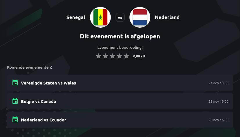 Voorspelling Nederland - Senegal