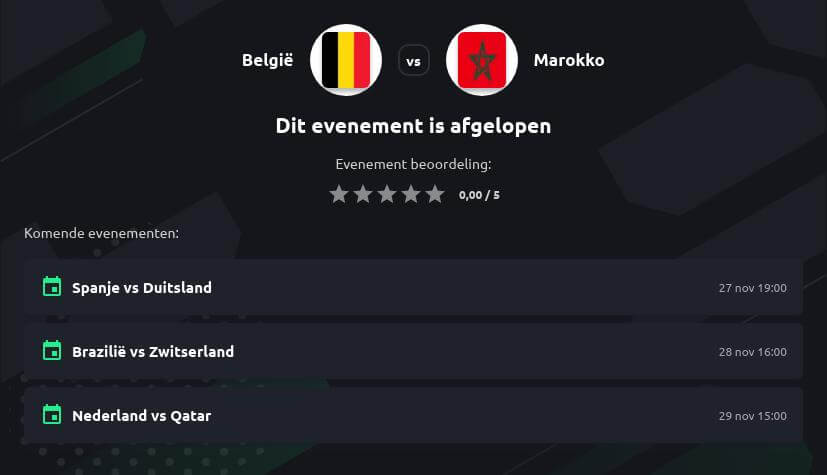 Voorspelling België - Marokko