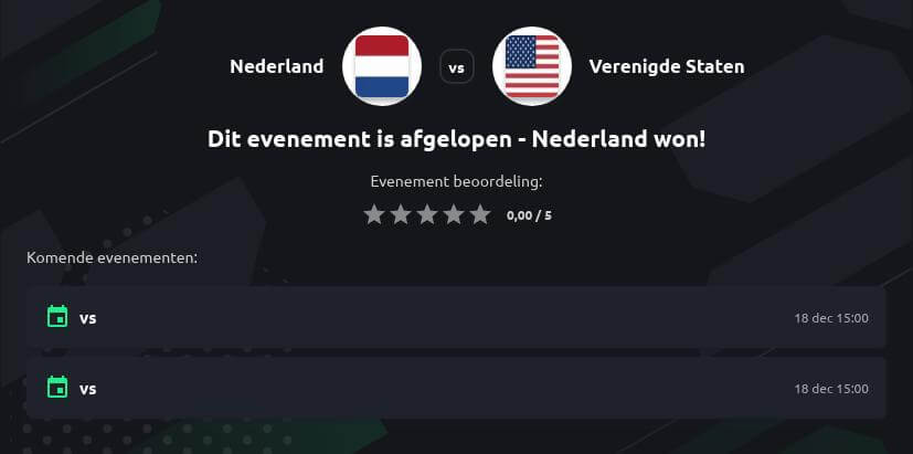 Voorspelling Nederland - USA