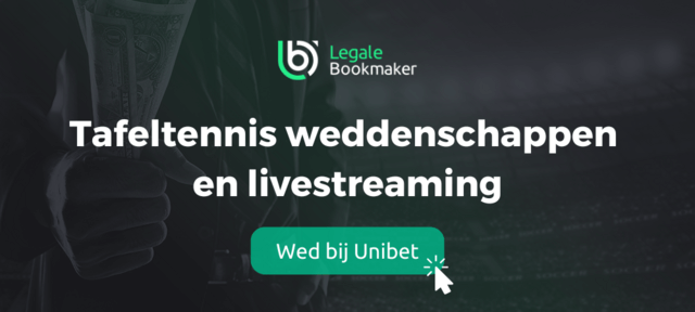 wedden op tafeltennis met een bonus bij online bookmaker